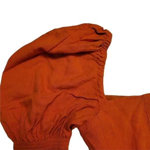 NICHOLAS Orange Cropped Shirred Gauze Top - Picture 6 of 10